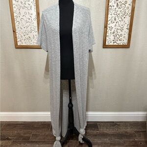 ODDY Gray Long Open-Front Cardigan